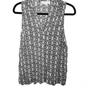 Cream and black print tank